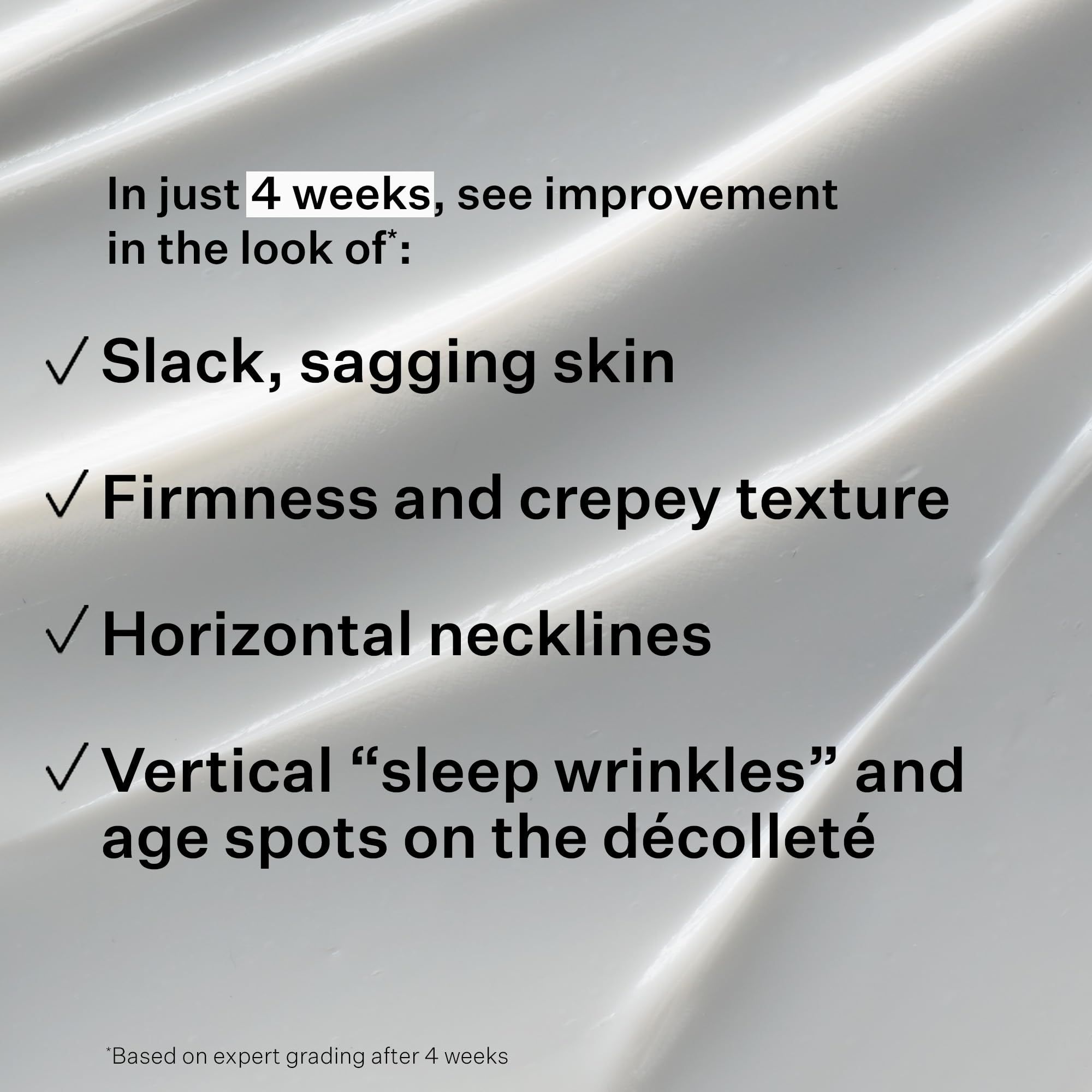 Vorher-Nachher-Vergleich. Halsbereich. Text: 94% sahen sichtbare Verbesserung der Festigkeit.