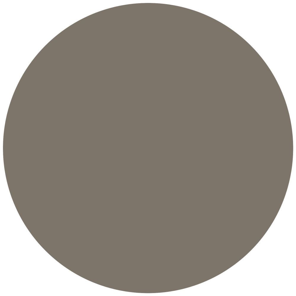 Kreisförmiger, matter Farbtest in einem neutralen Braunton. Keine weiteren Details erkennbar.
