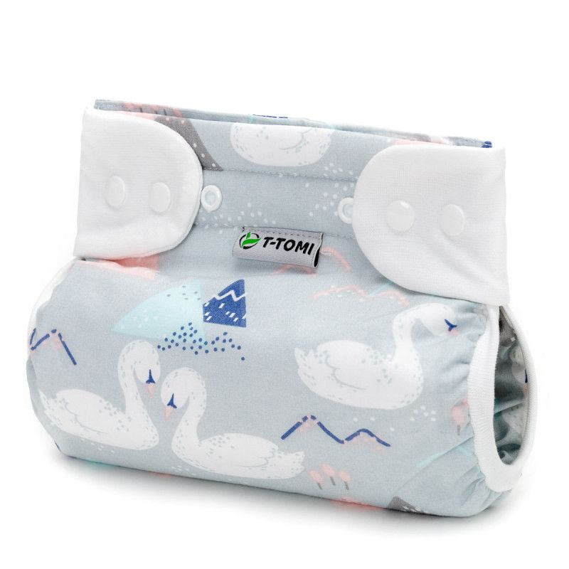 T-TOMI Orthopädisches Spreizhöschen für breites Wickeln - druckknöpfe Swan (5-9 kg)
