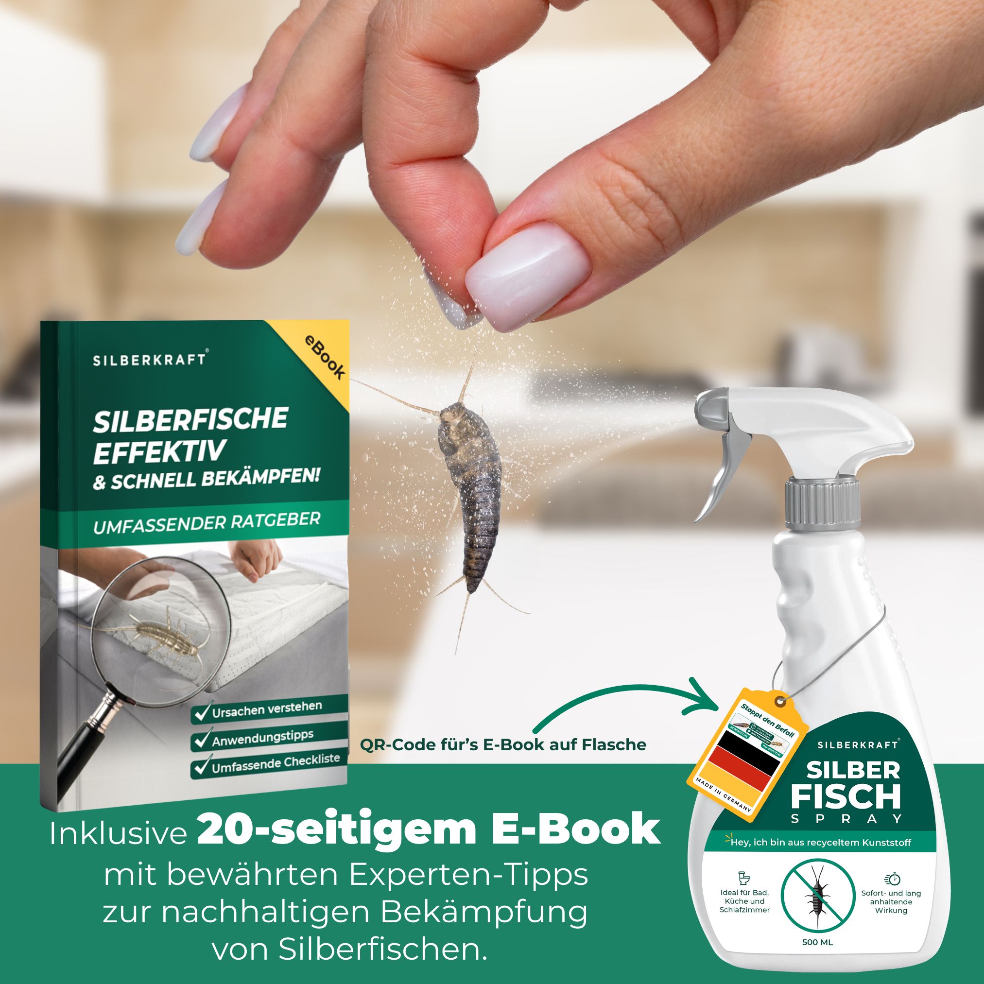 SILBERKRAFT Anti-Silberfischspray inkl. E-Book