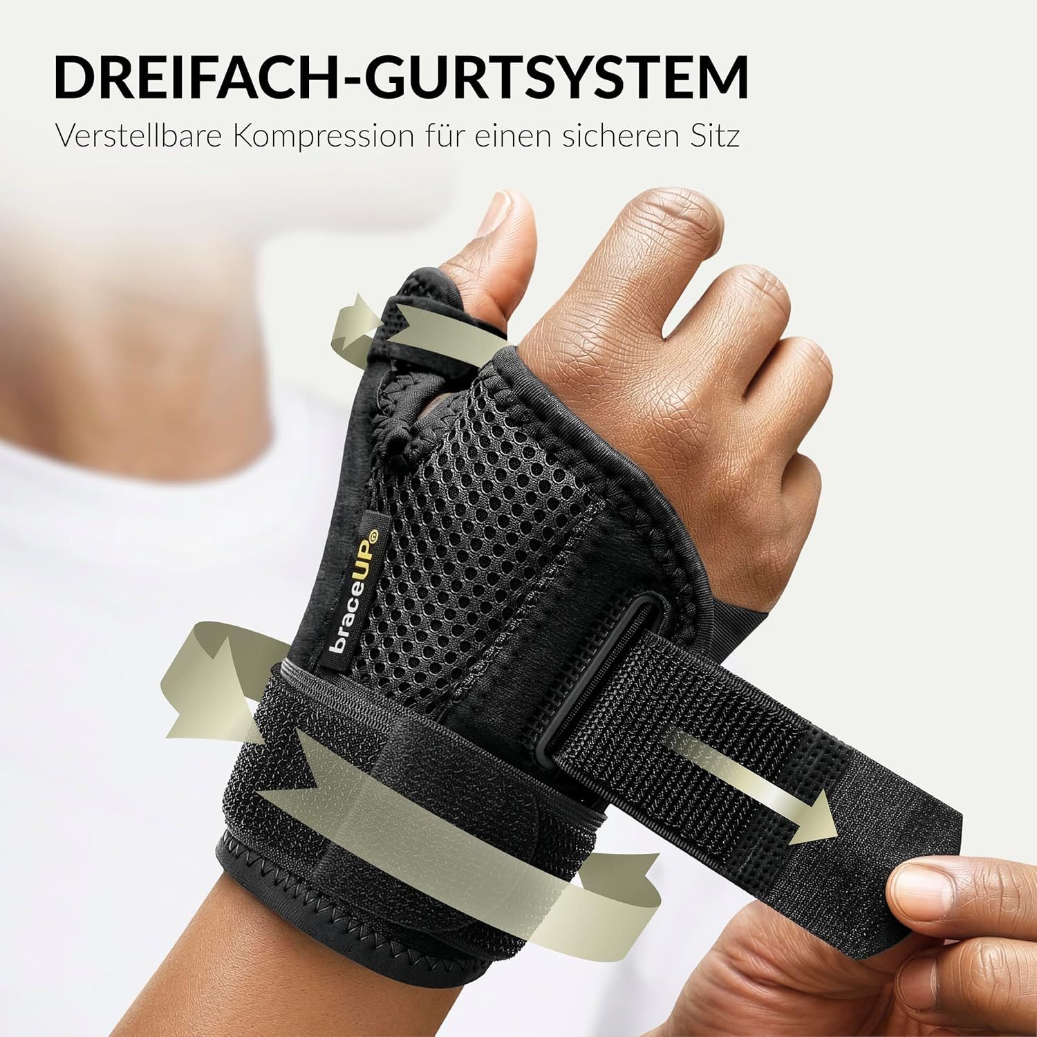Handgelenkbandage mit Netzstruktur und Klettverschluss.