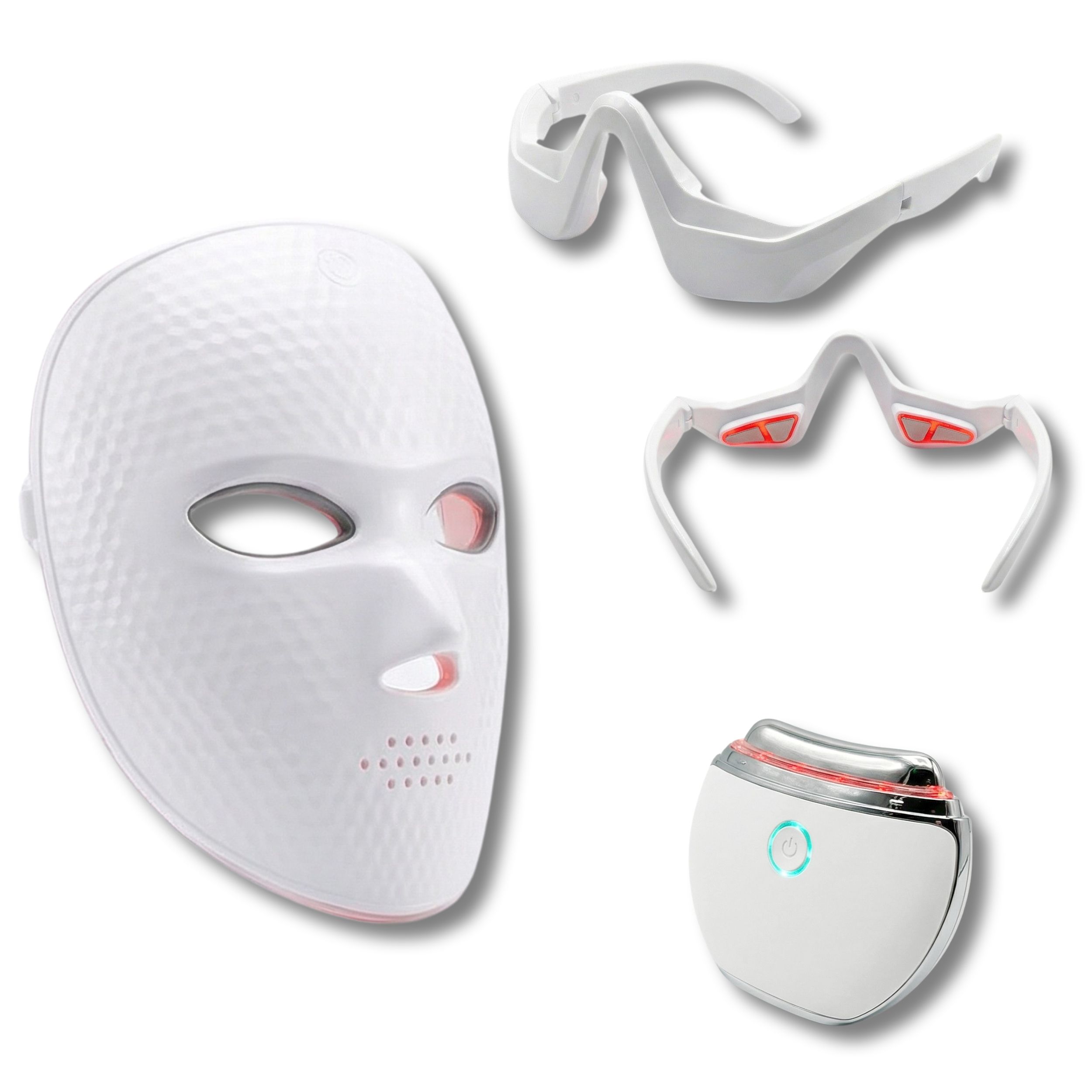 Glow- & Augen-Box – LED-Gesichtsmaske, Anti-Müdigkeits-Augenmaske & Straffender Massager