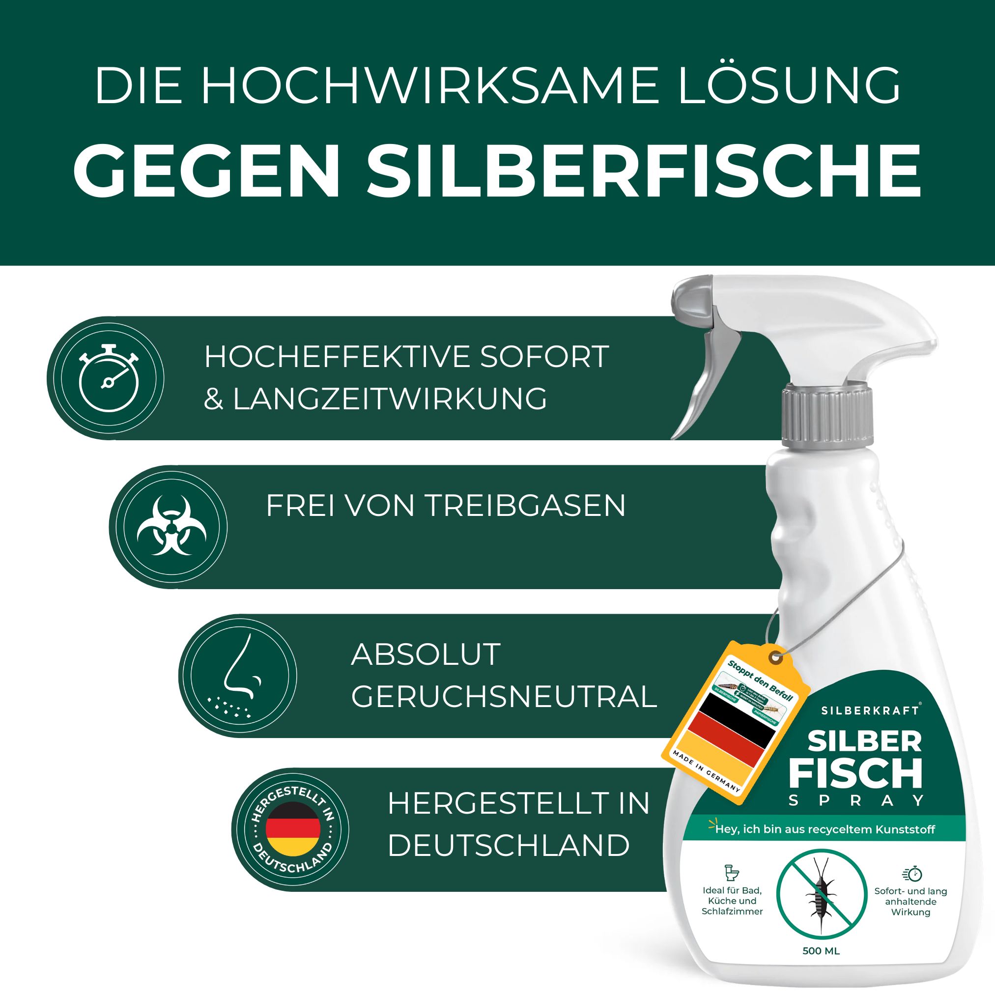 SILBERKRAFT Anti-Silberfischspray inkl. E-Book