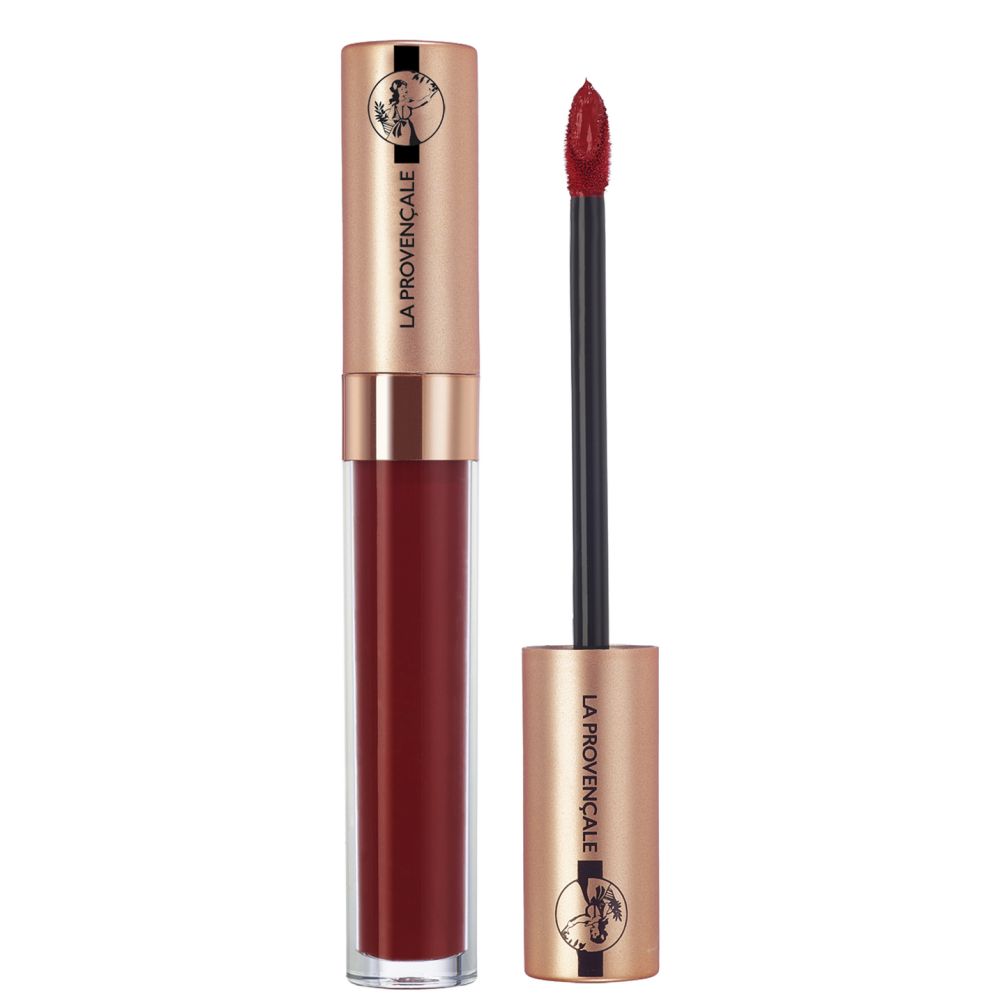 Flüssiger Lippenstift mit goldfarbener Kappe und schwarzem Applikator. Aufschrift: La Provençale.