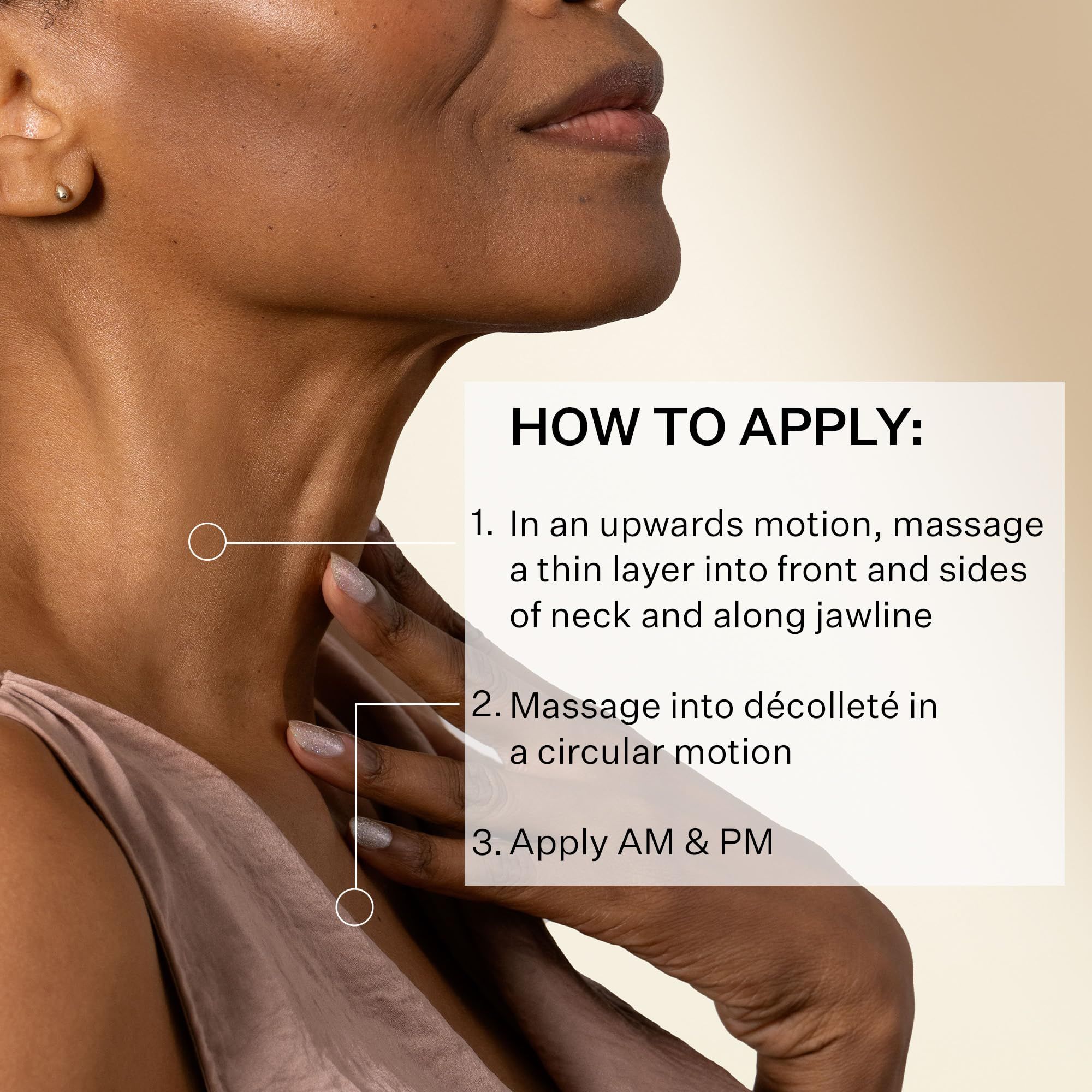 Text: In 4 Wochen Verbesserung bei schlaffer Haut, Festigkeit, Falten und Altersflecken.