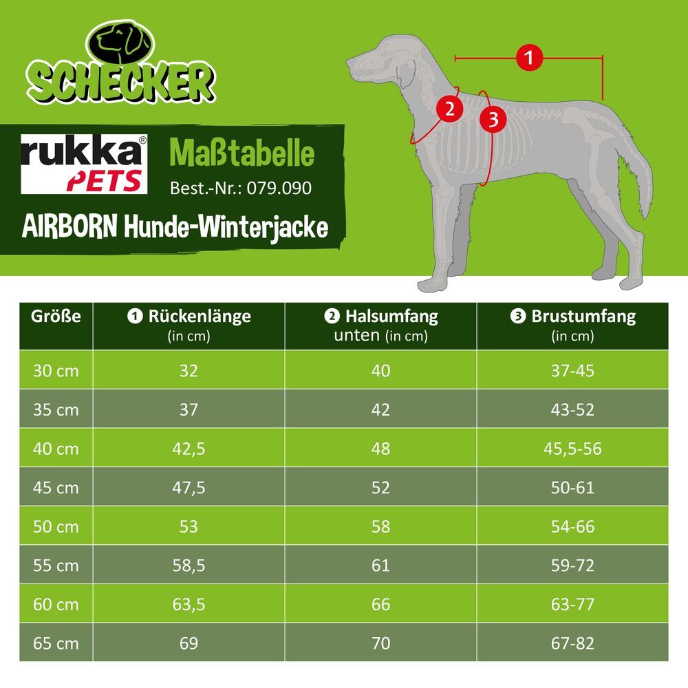 30 cm Rückenlänge Rukka® AIRBORN Hunde Winterjacke - warm - winddicht - wasserabweisend - Softshell