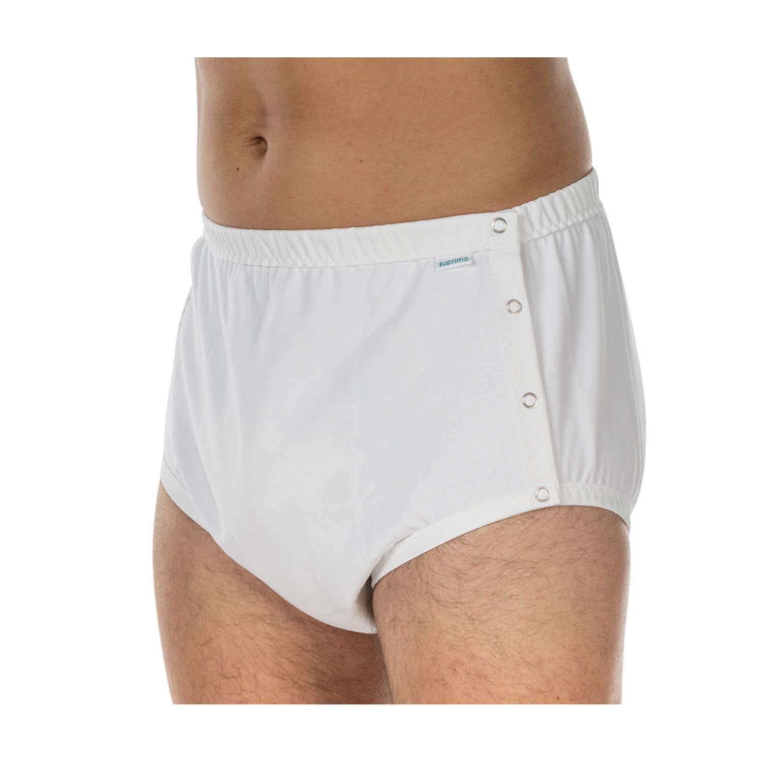 suprima Inkontinenz Baumwoll/PU-Slip mit Druckknöpfen, unisex