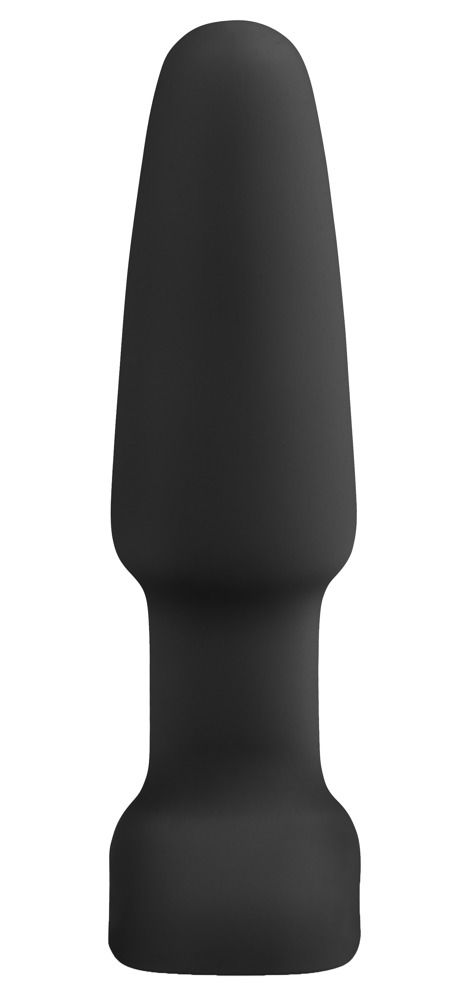 Schwarzer, kegelförmiger Plug. Glatte Oberfläche. Einfache Form.