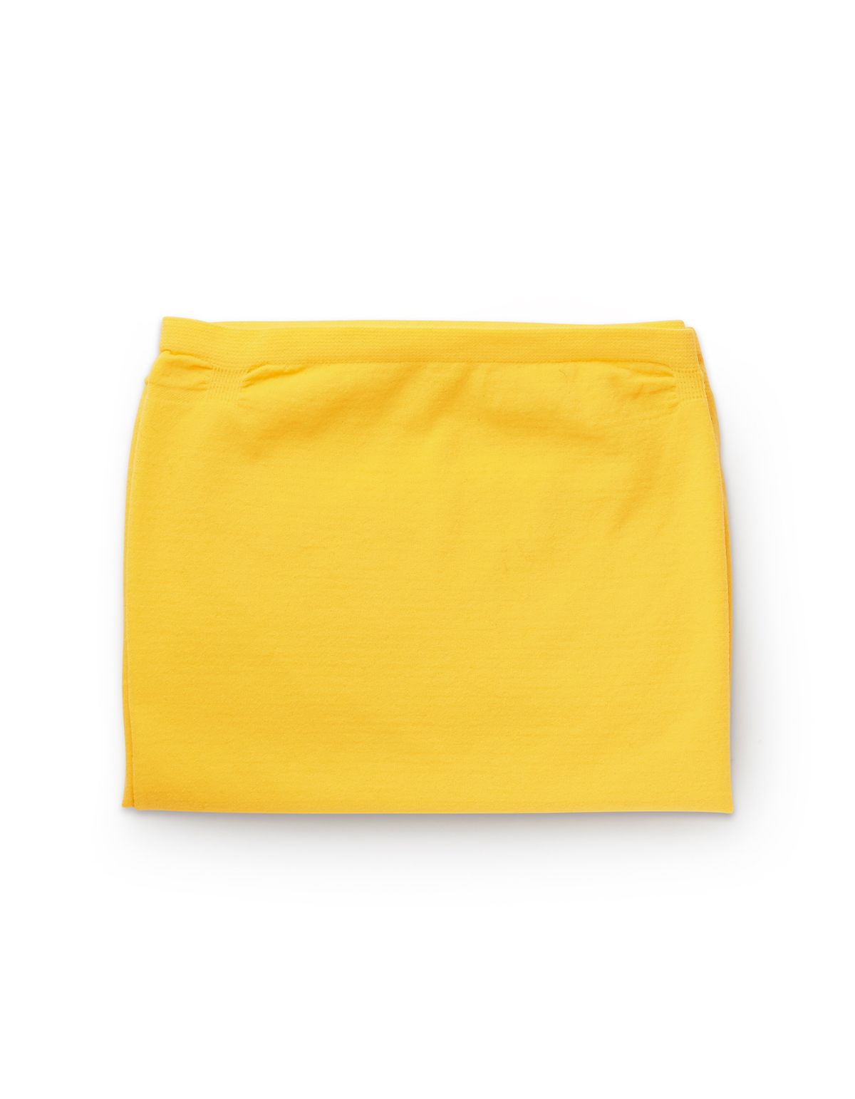 Gelbes, rechteckiges Textil. Die Oberfläche ist leicht strukturiert. Das Produkt liegt auf weißem Hintergrund.