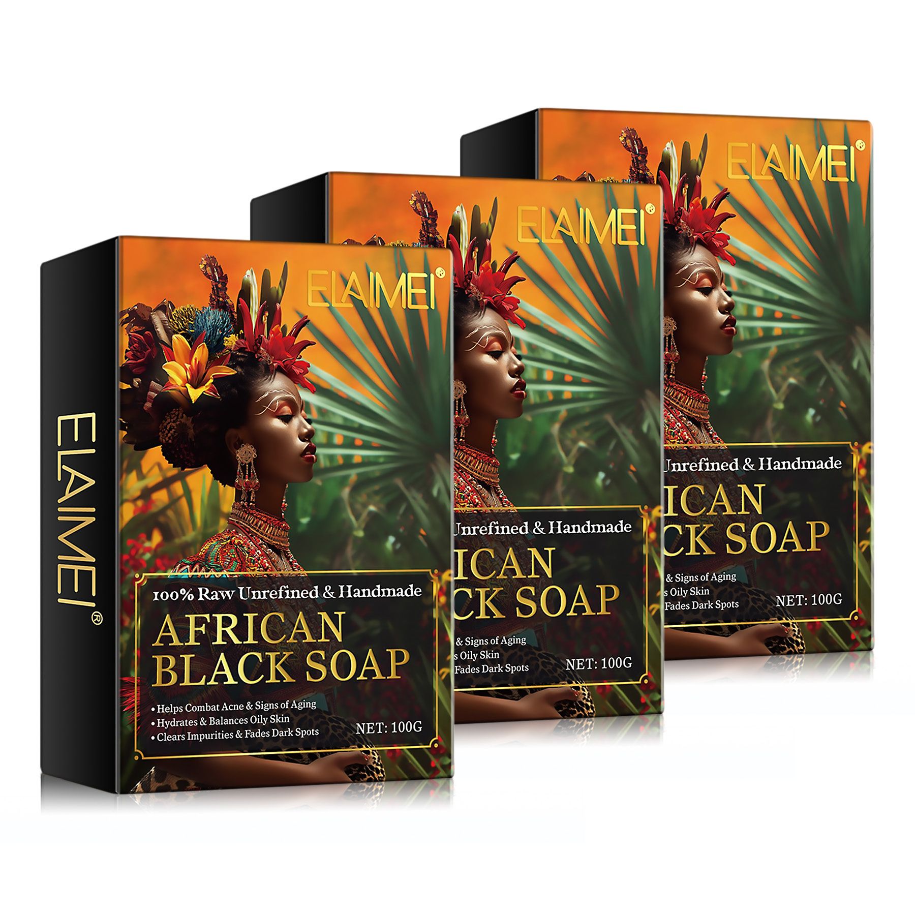 Aliver Afrikanische Schwarze Naturseife für Hautpflege