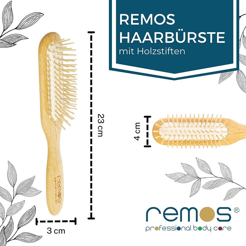 REMOS Haarbürste schmal mit Holzstiften