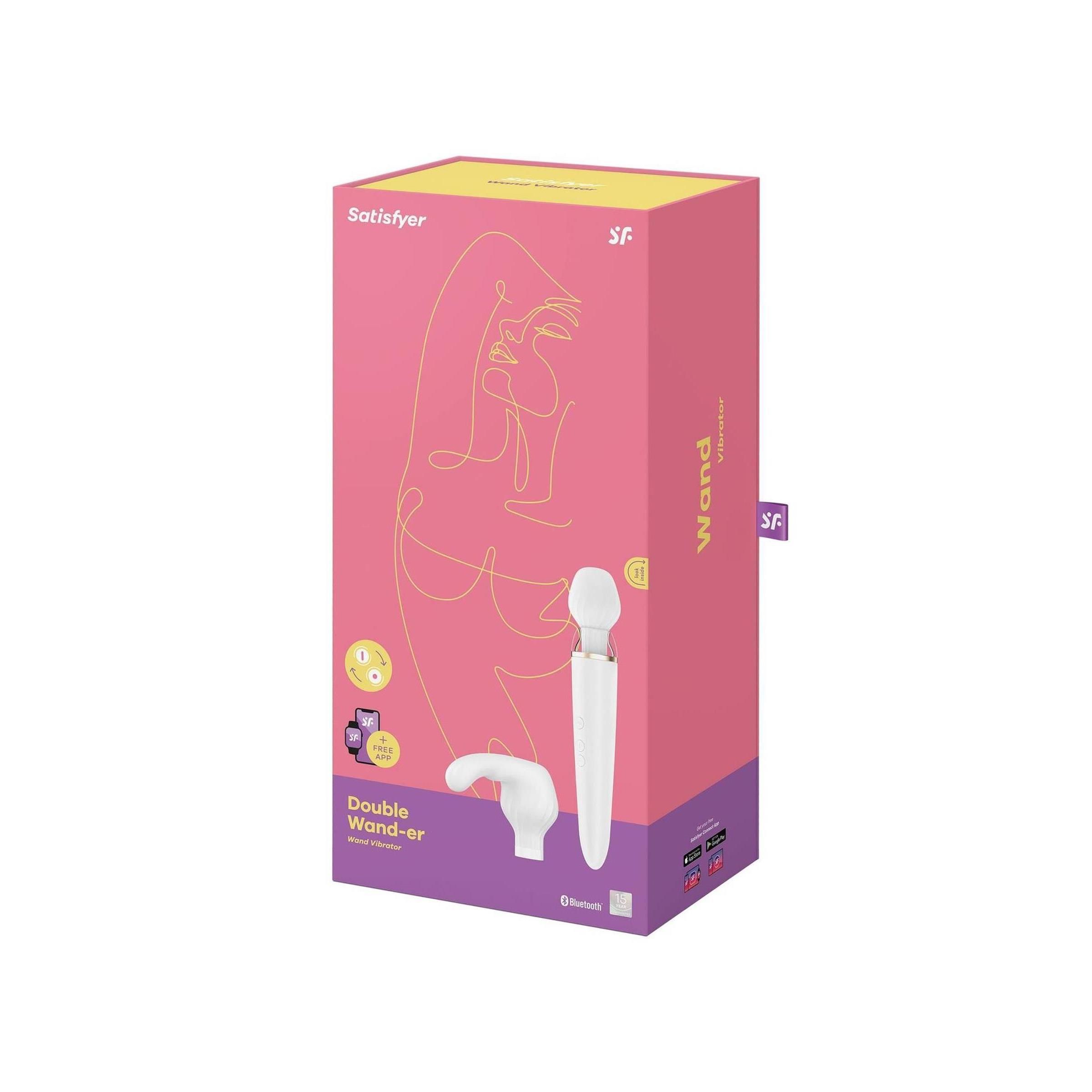 Verpackung des Satisfyer Double Wander Vibrators mit Produktabbildungen.