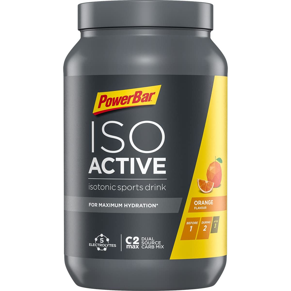 Powerbar Isoactive Orange - Isotonisches Sportgetränk - getrocknet - 5 Elektrolyte + C2MAX