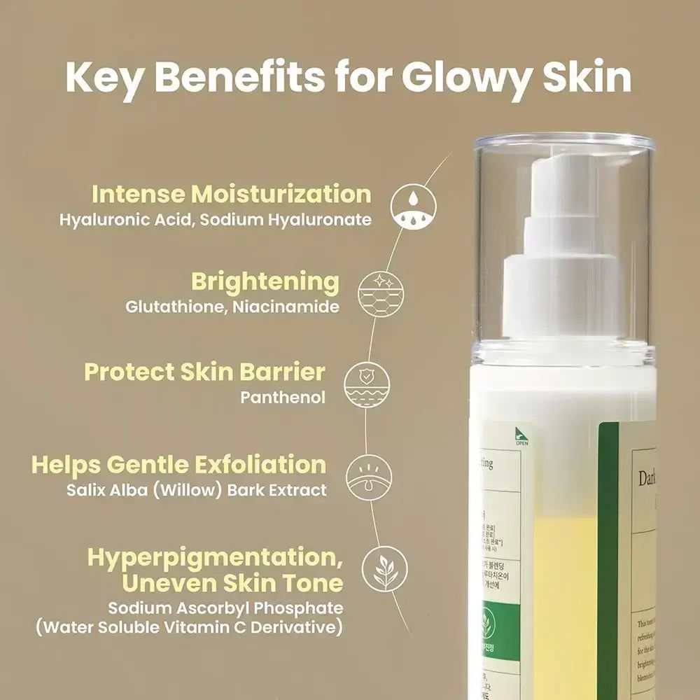 Axis-Y Dark Spot Correcting Glow Toner Flasche mit Pumpspender.