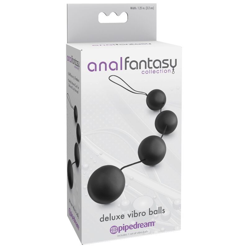 Verpackung der Deluxe Vibro Balls mit Abbildung der Kugeln und Produktnamen.