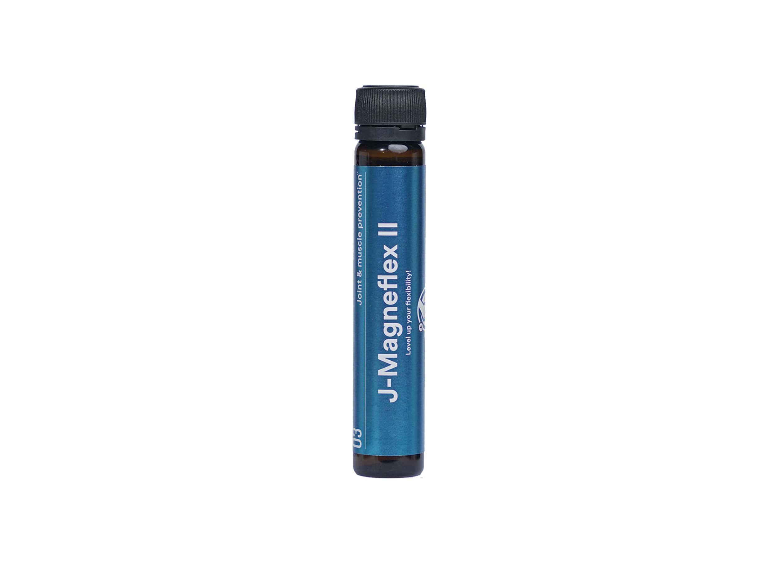 J-Magneflex II: Eine einzelne blaue Ampulle mit schwarzem Deckel auf weißem Hintergrund.