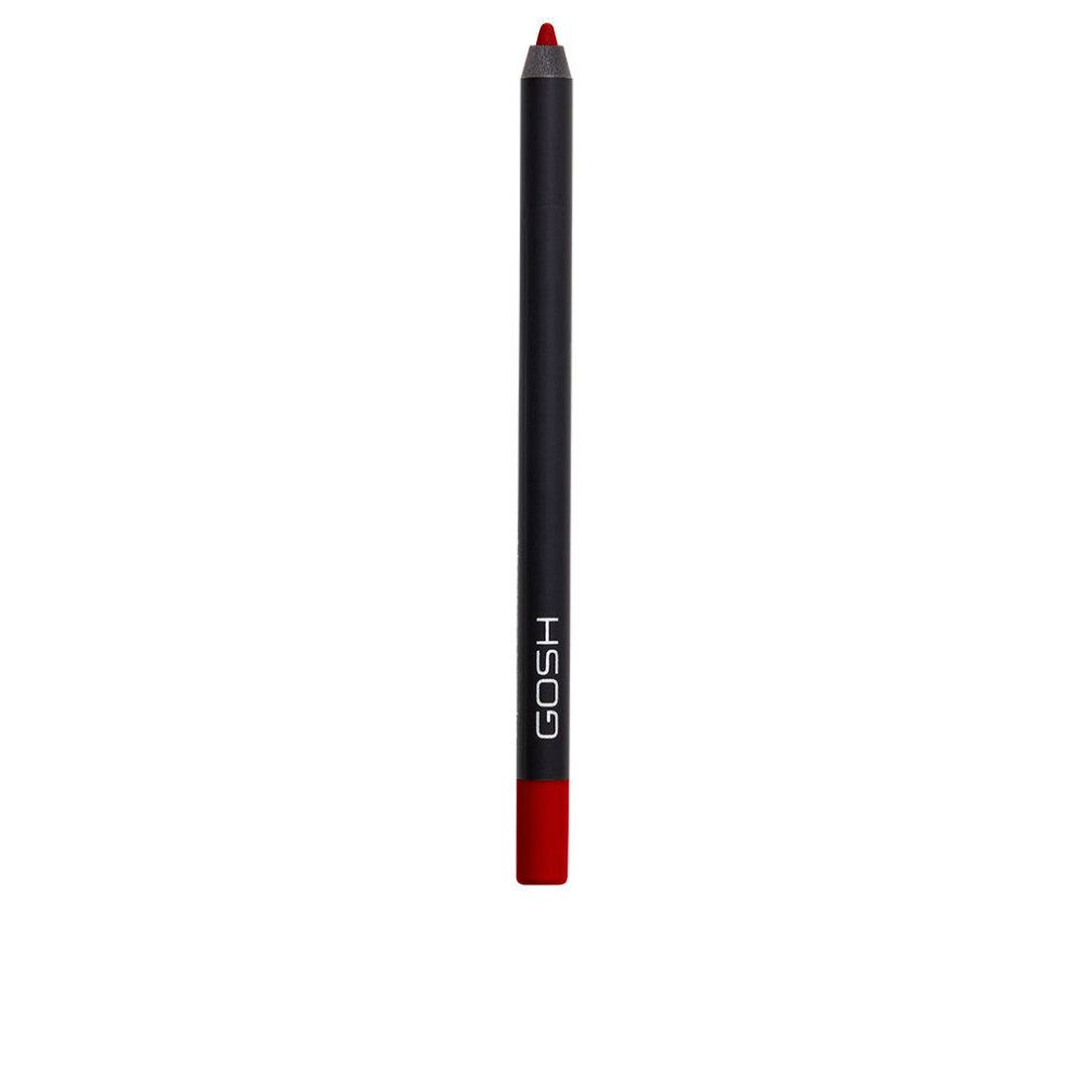 Schwarzer Lipliner mit roter Spitze. GOSH-Schriftzug. Rote und schwarze Stiftfarbe.