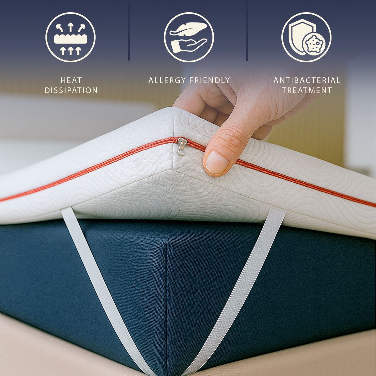 The White Stone Matratzentopper 120x190 aus Memory Schaum mit 9 Zonen | Höhe 5 cm