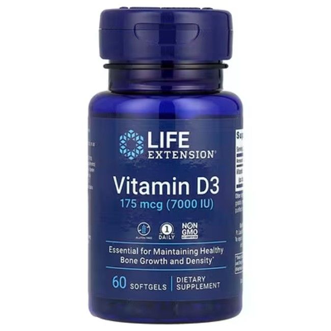 Life Extension Vitamin D3 7000 IE Flasche mit 60 Softgels.