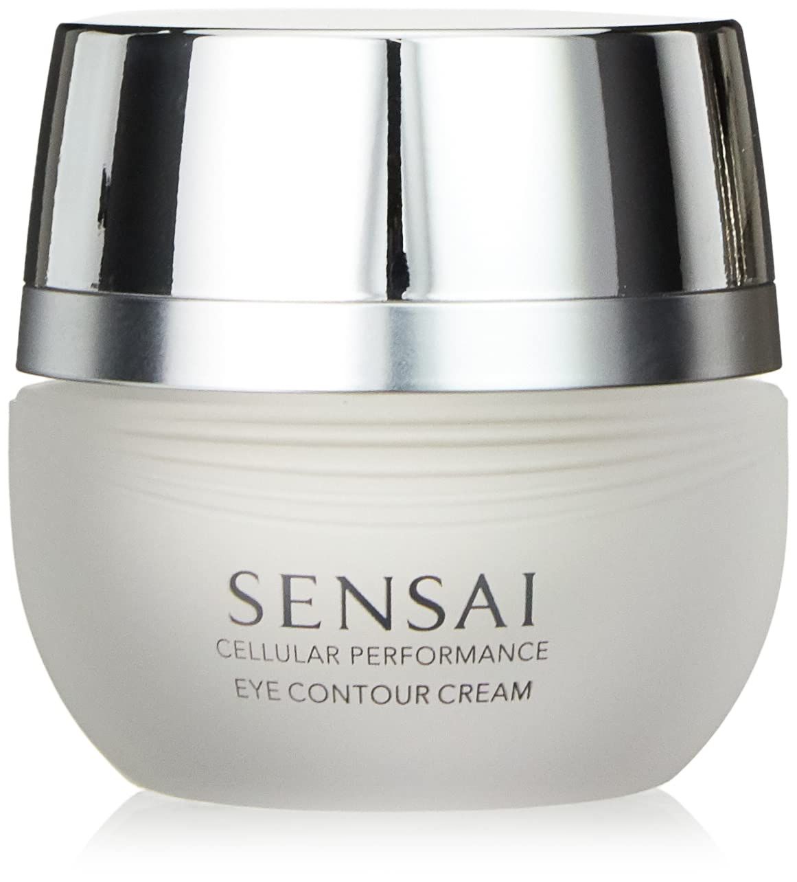 Cremebehälter mit silbernem Deckel. Aufschrift: Sensai Cellular Performance Eye Contour Cream.