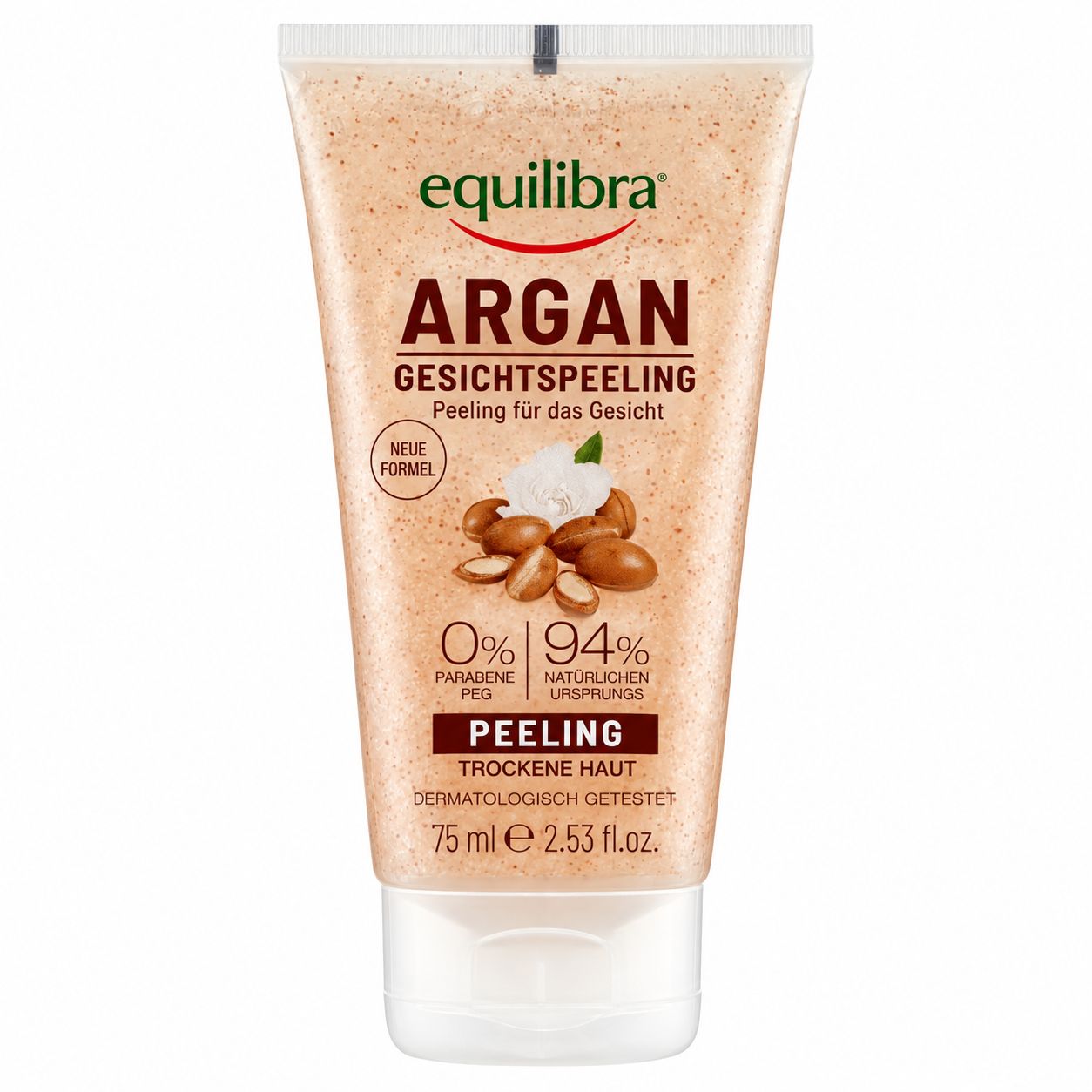 Equilibra Argan Gesichts-Peeling, 75ml Tube.