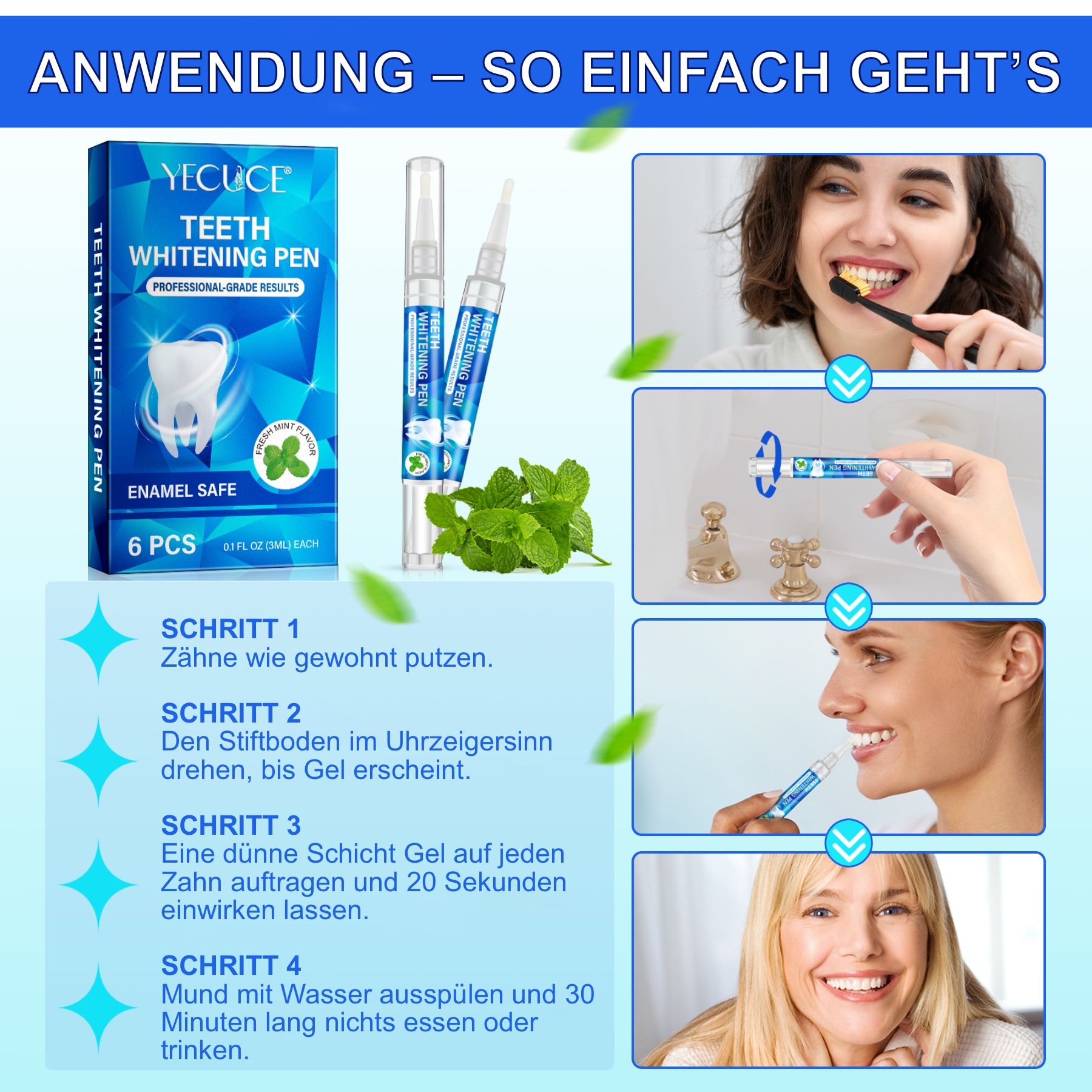 P-beauty Zahnaufhellung Gel Stift für Weiße Zähne Teeth Whitening Bleaching Pen