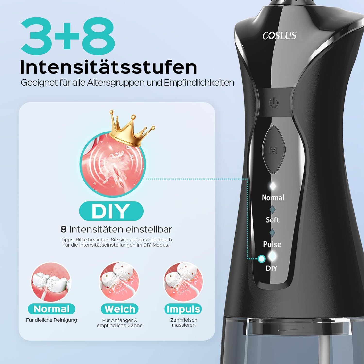 COSLUS  Munddusche Kabellos Elektrischer Zahnreiniger