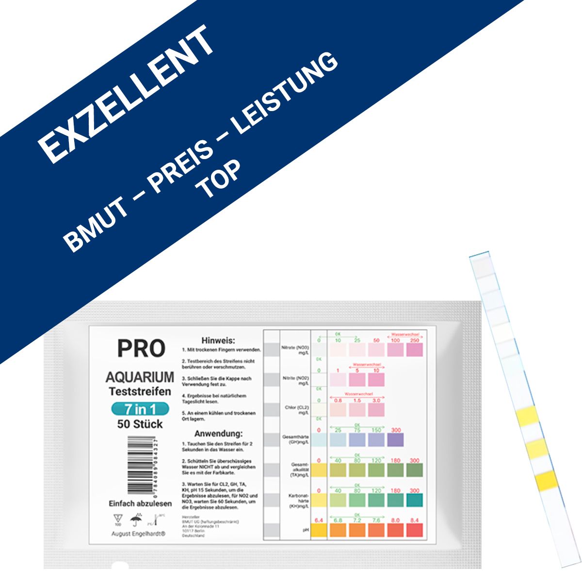 BMUT 7in1 Aquarium Teststreifen für Teich Fische 50 St Shop Apotheke