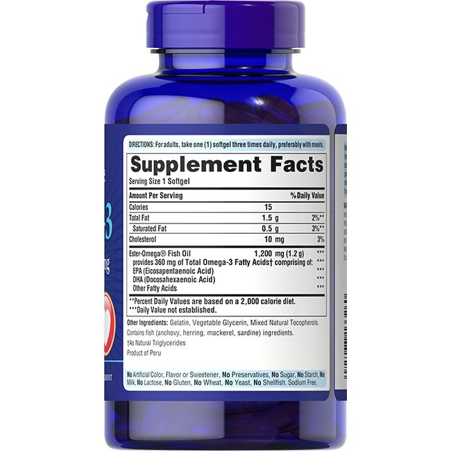 Puritan's Pride Omega-3 Fischöl 1200 mg (360 mg aktives Omega-3)