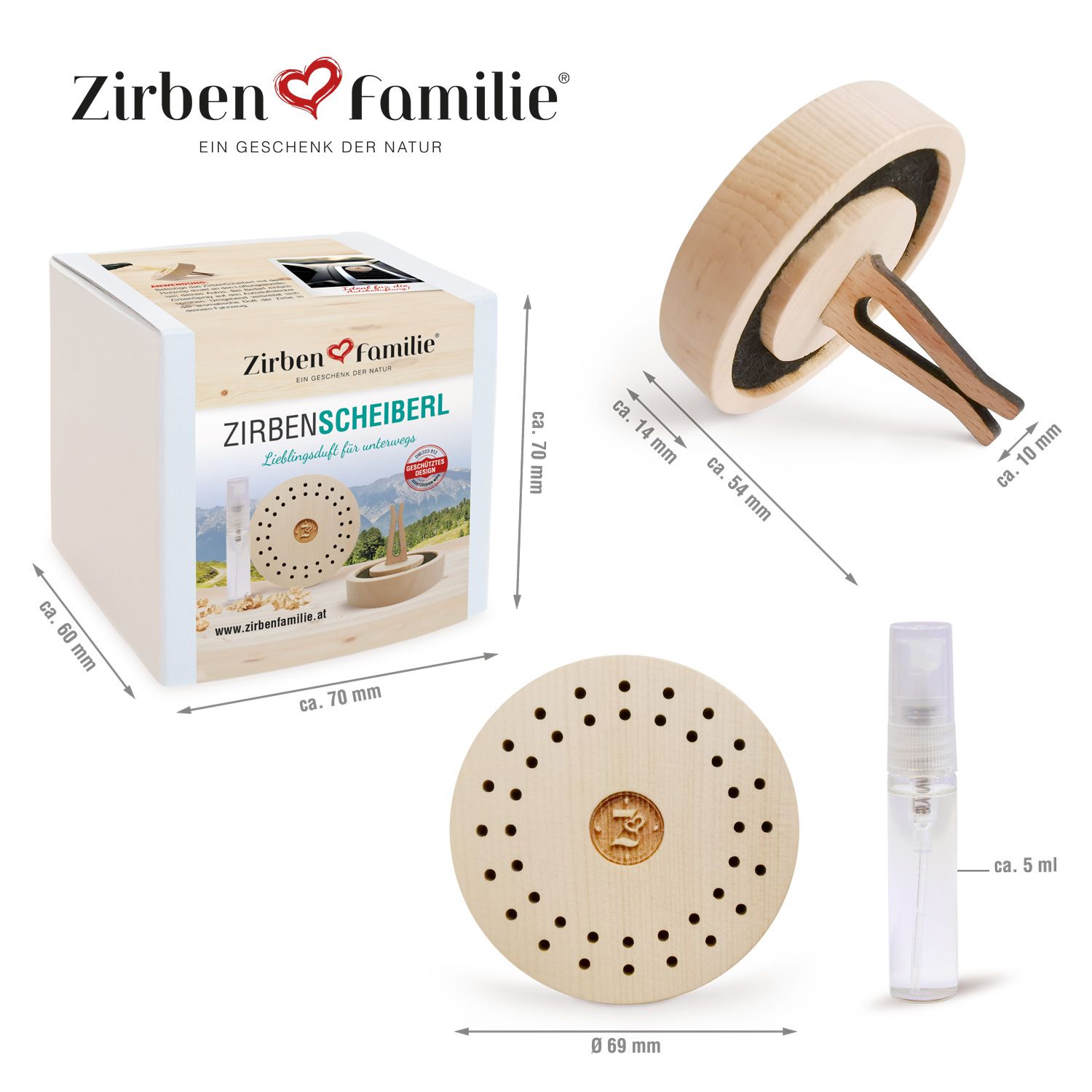 ZirbenFamilie | Original ZirbenScheiberl AutoDuft