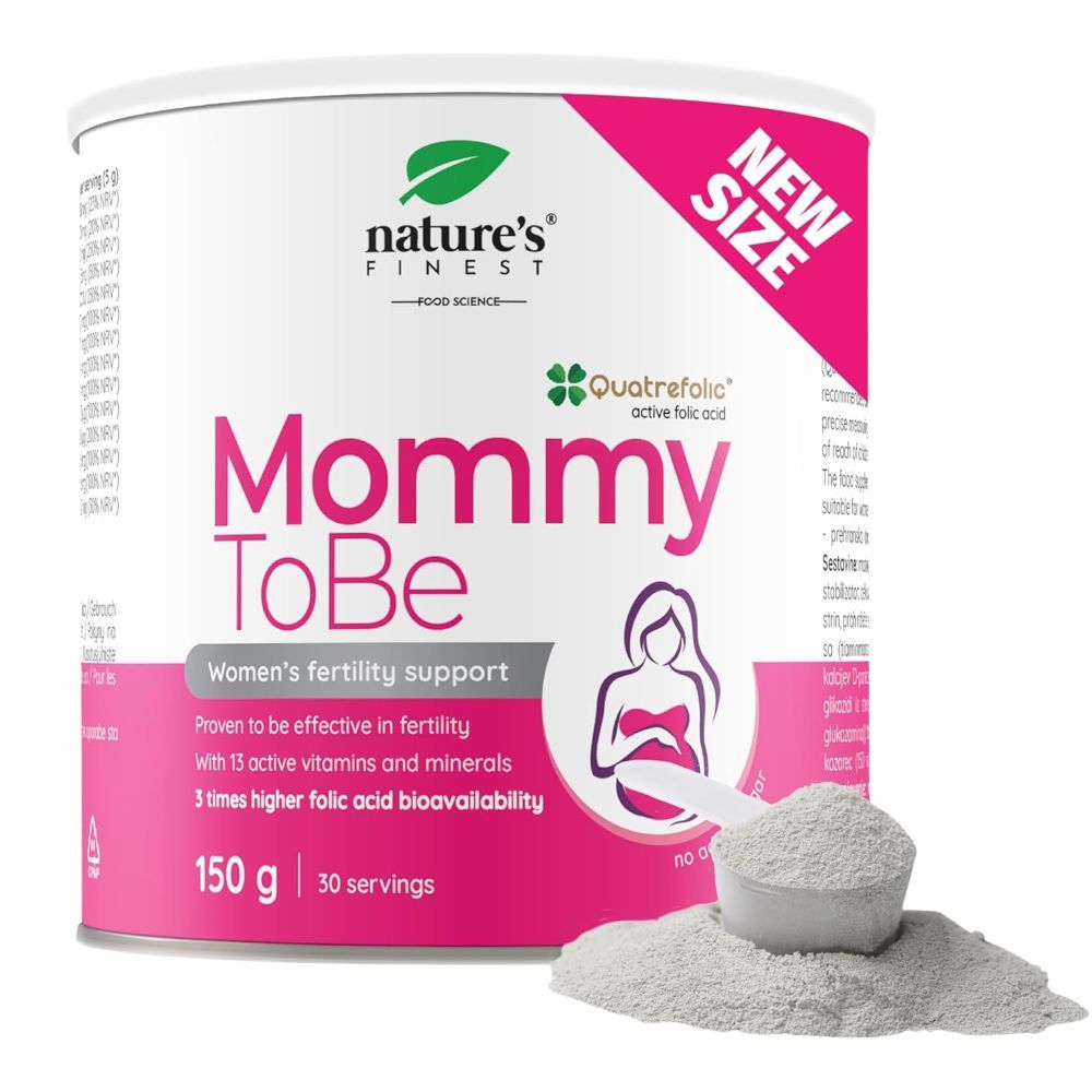Nature's Finest Mommy ToBe Dose mit Pulver und Messlöffel.