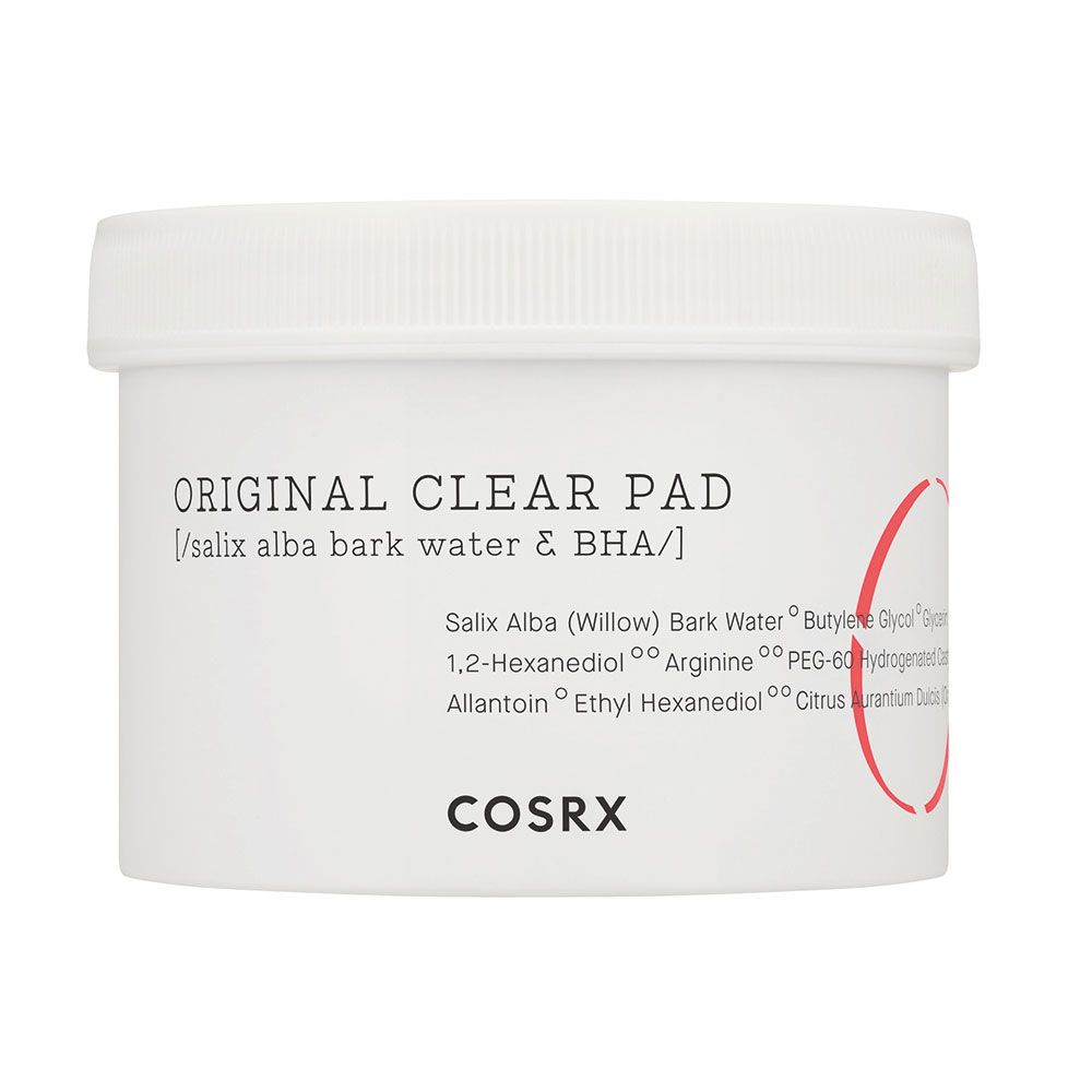 COSRX Original Clear Pad Tiegel mit Inhaltsstoffliste und Markenschriftzug.