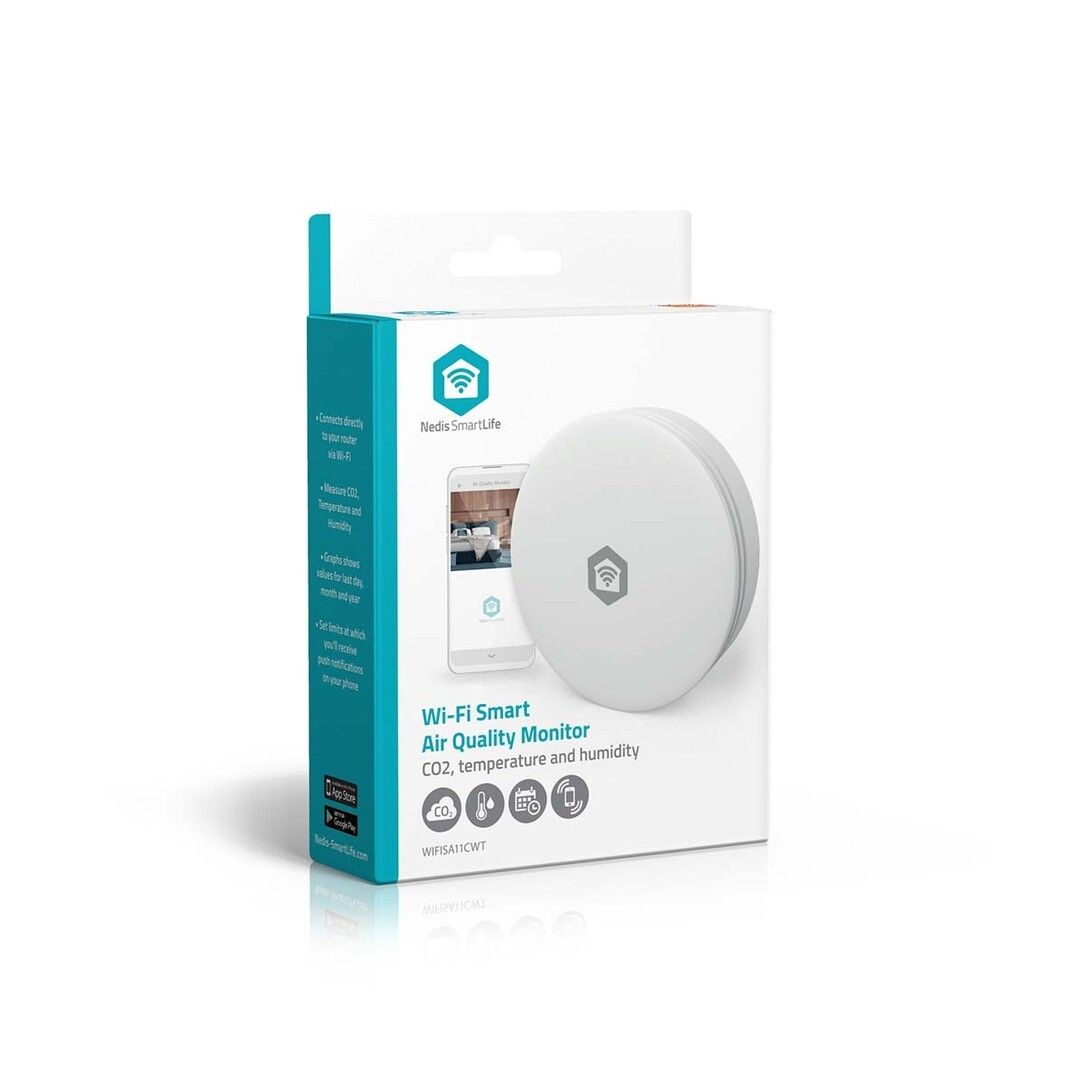 Nedis SmartLife Luftqualitätsmonitor / Wi-Fi / Kohlendioxid (CO2) / Luftfeuchtigkeit / Temperatur /