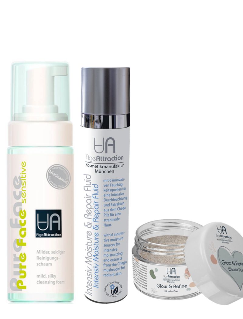 AGE ATTRACTION Glow & Repair: Wonder Peel Glow & Refine + PURE FACE + Intensive Moisture