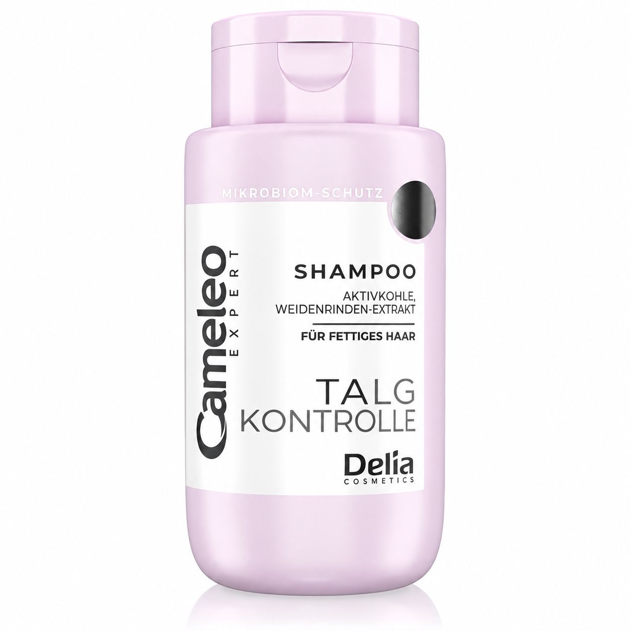 Zwei Frauen mit Cameleo Shampooflaschen: Maxi Volumen und Conditioner.