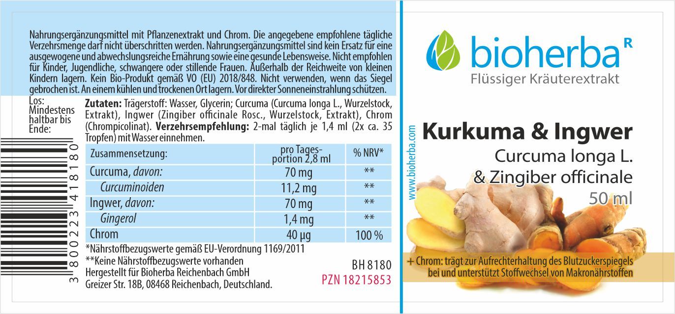 Bioherba Kurkuma & Ingwer Tropfen  Tinktur Extrakt