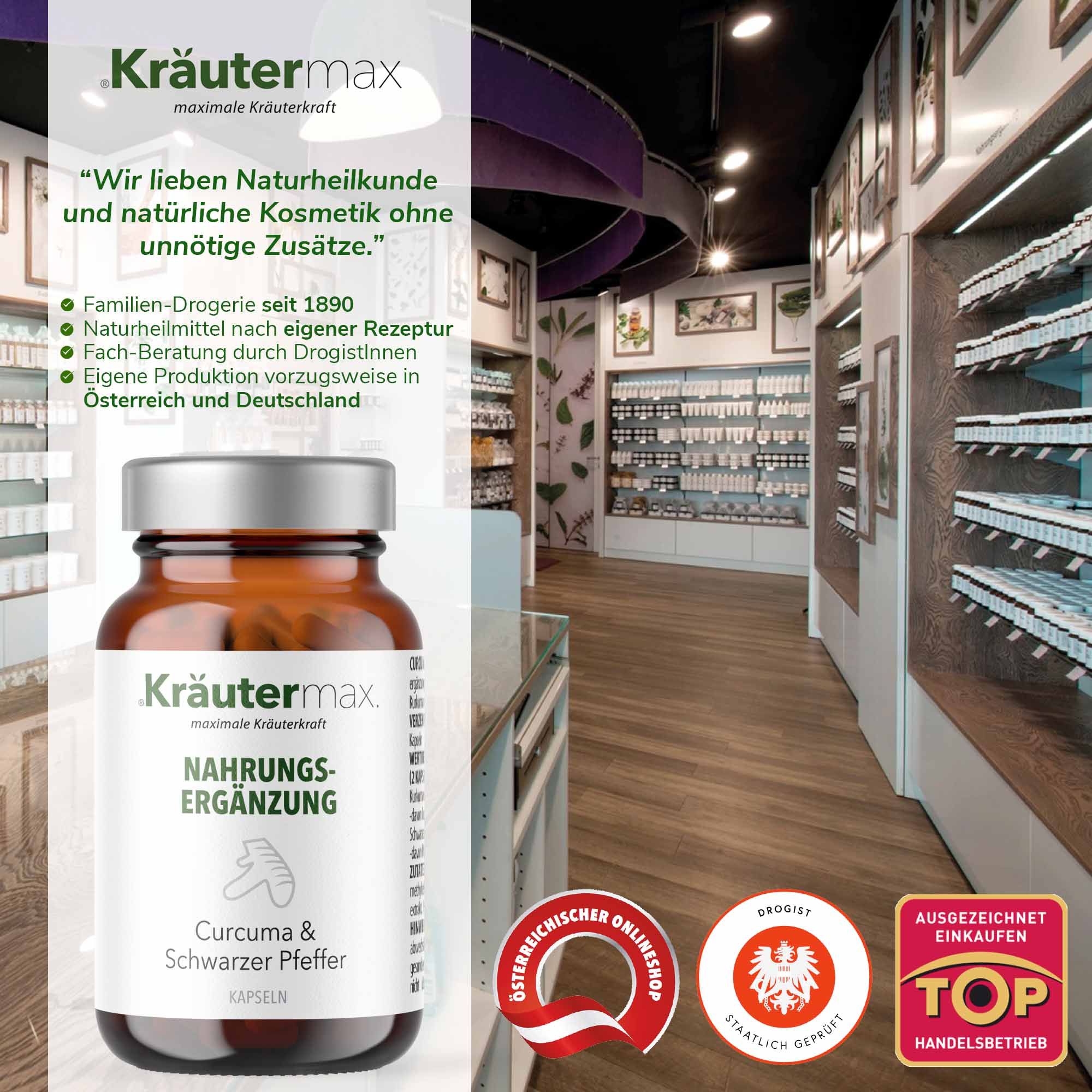 Kräutermax Curcuma und schwarzer Pfeffer Kapseln