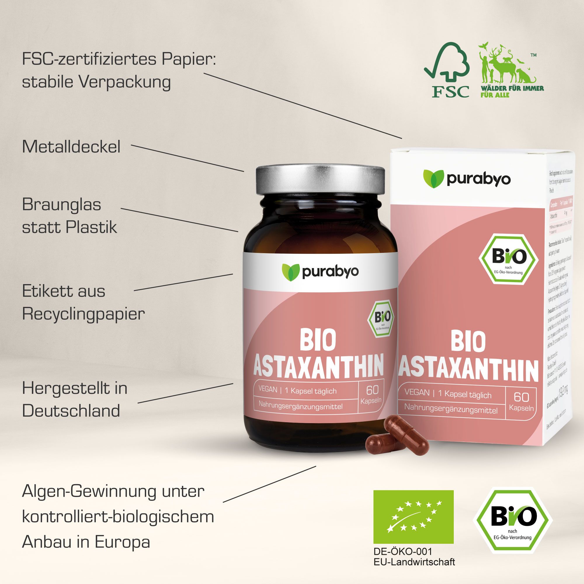 Purabyo Astaxanthin Kapseln