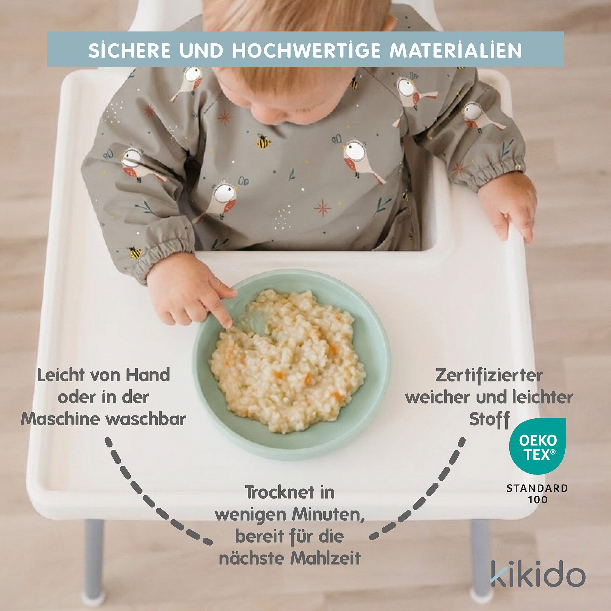 Kikido Baby Lätzchen mit Ärmeln Cip
