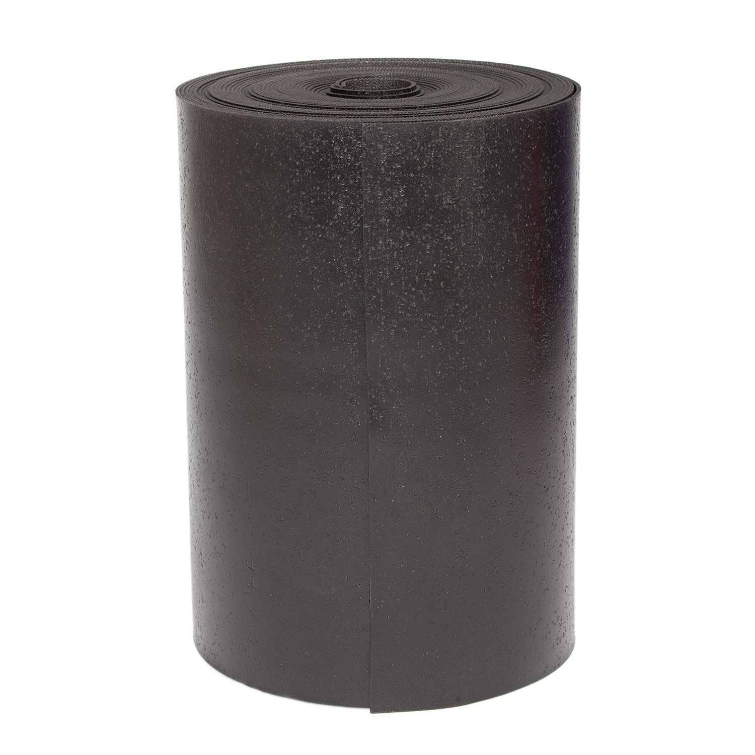 Rolle PVC schwarz. Material mit leicht strukturierter Oberfläche. Aufgerollt, zylindrische Form.