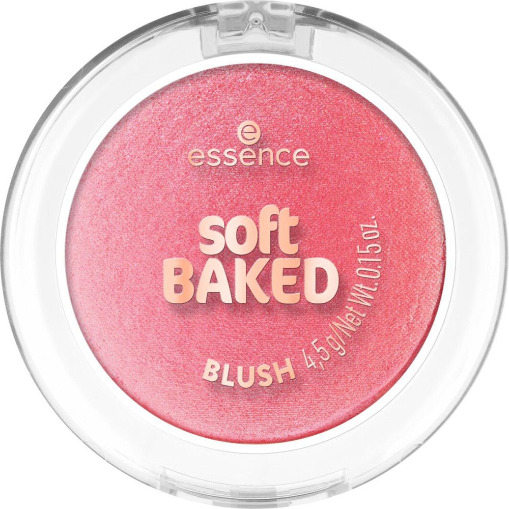 Runder Rouge-Puder in einer transparenten Dose. Auf dem Puder steht 'soft BAKED BLUSH'.