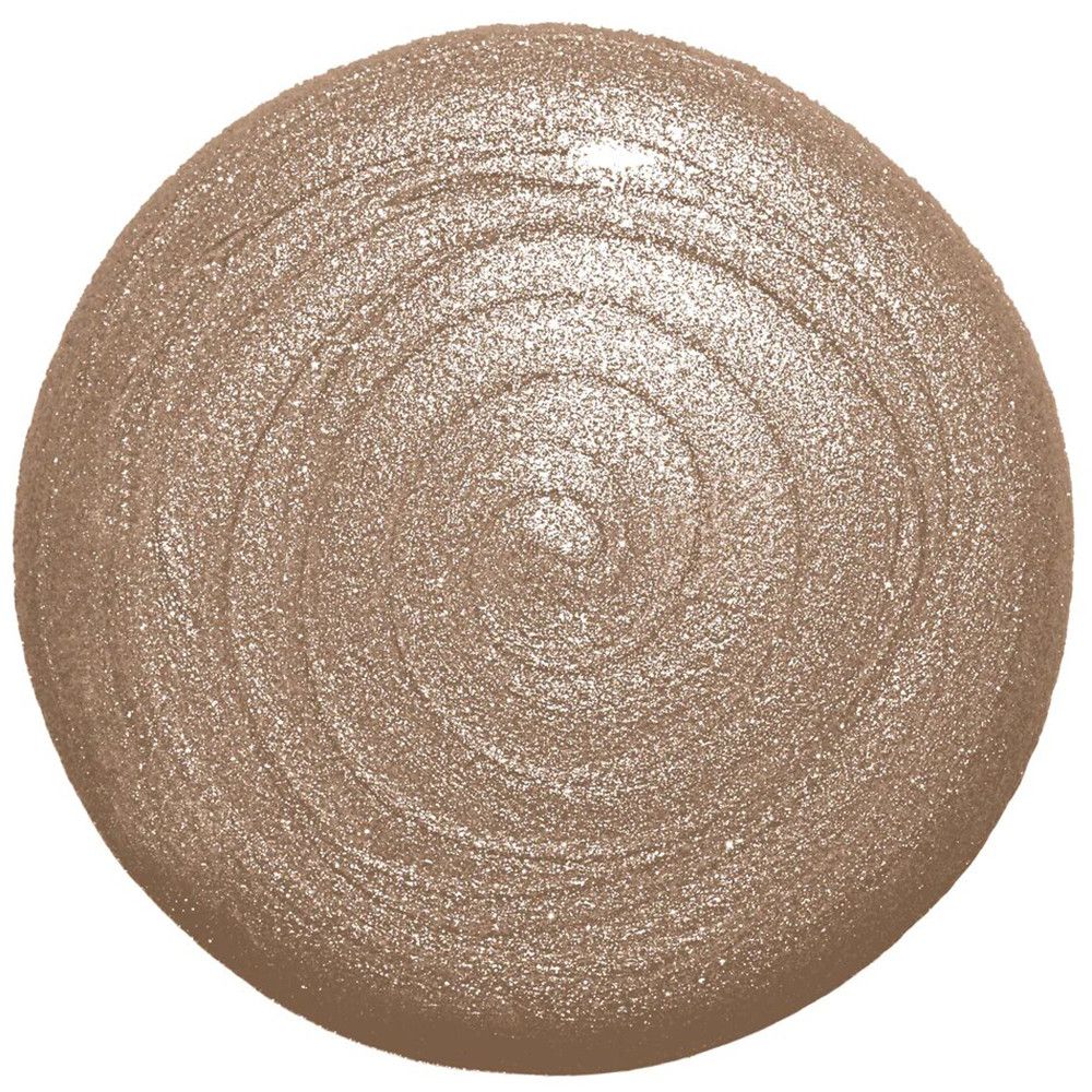 Kreisförmiger, goldfarbener Highlighter-Swirl. Die Textur ist glänzend und schimmert. Der Swirl ist spiralförmig angeordnet.