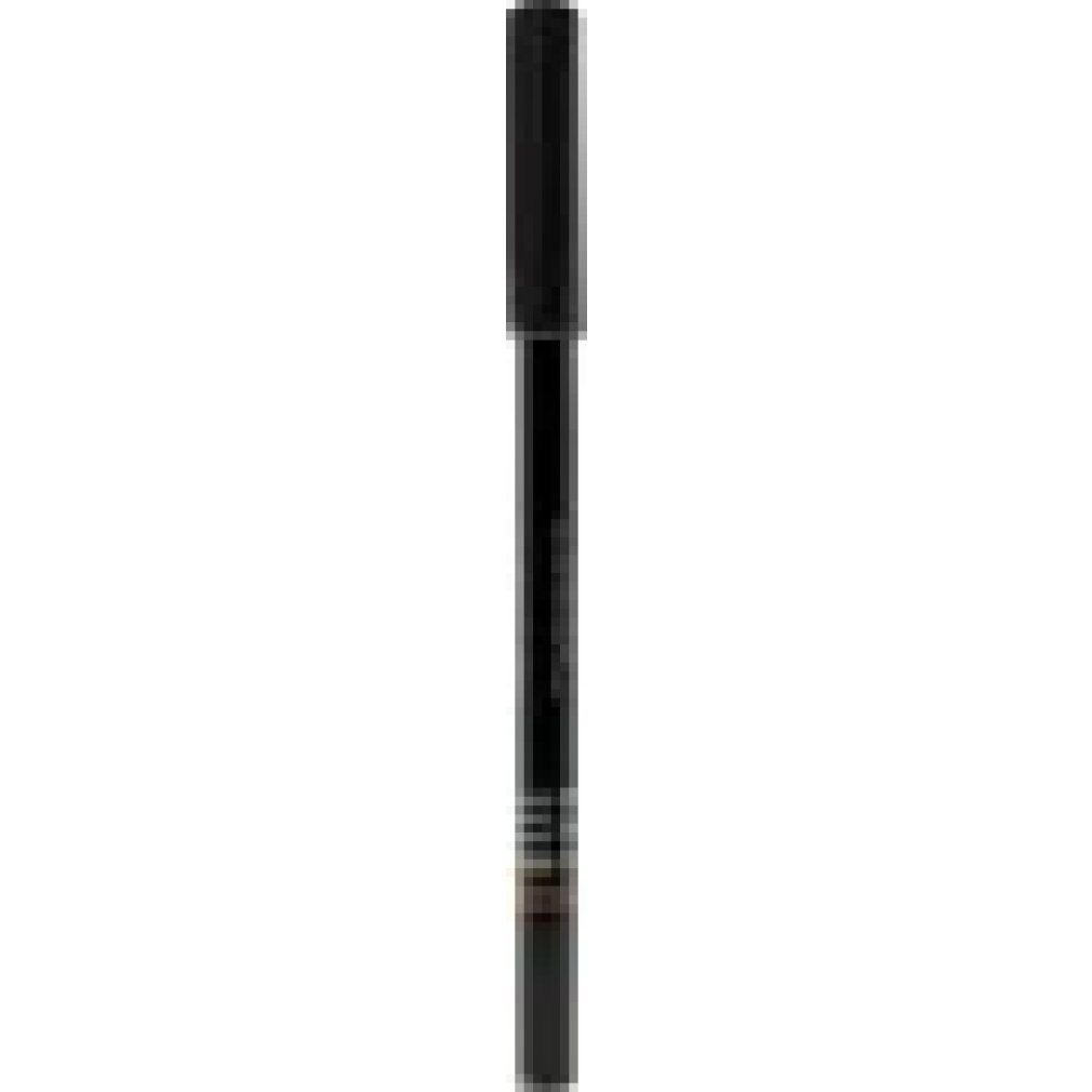 Schwarzer Eyeliner-Stift. Zylindrische Form mit schwarzer Kappe. Aufschrift am Stift.