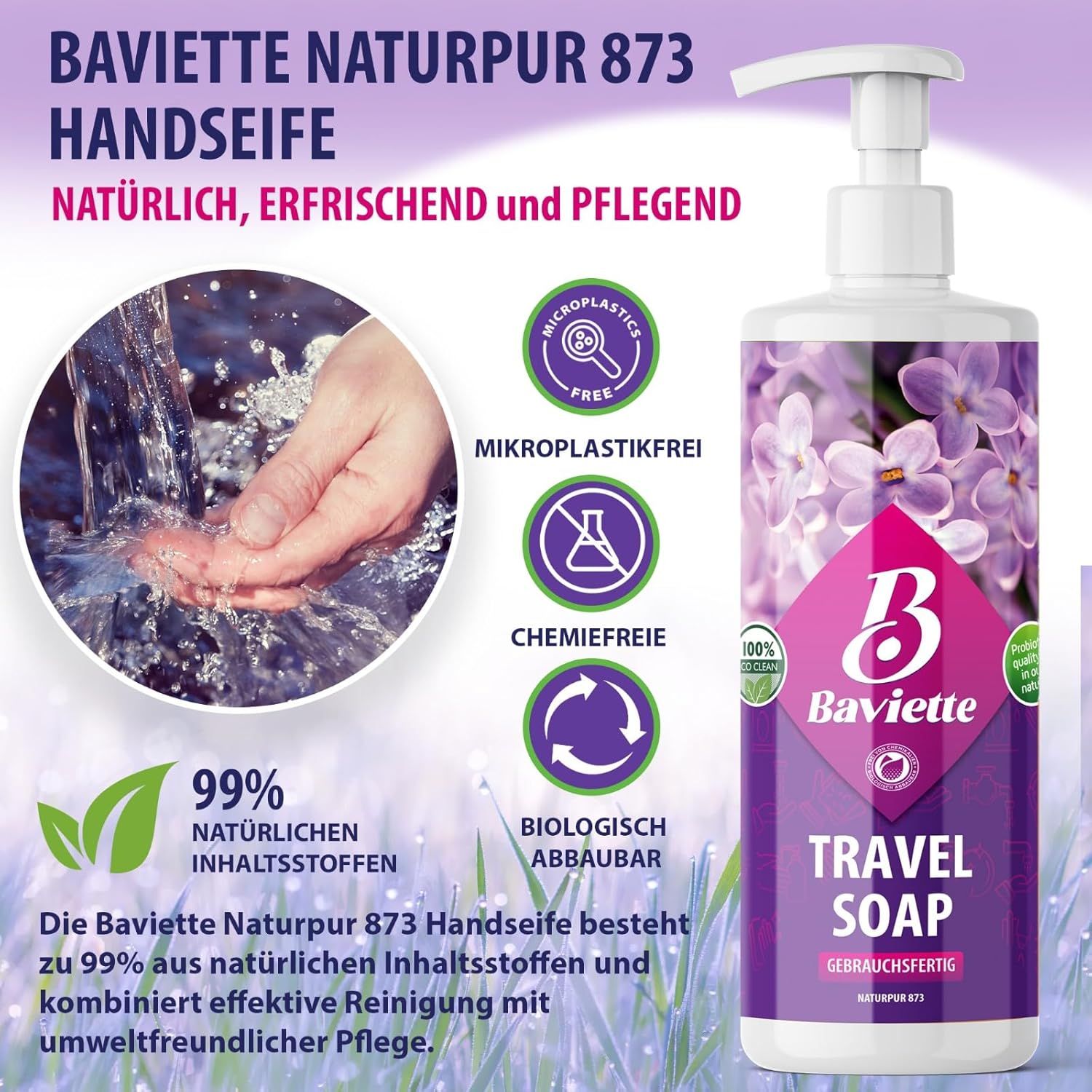 Baviette All-in-One Eco Travel Soap – Biologische Mikroorganismen-Seife für Camping & Reisen