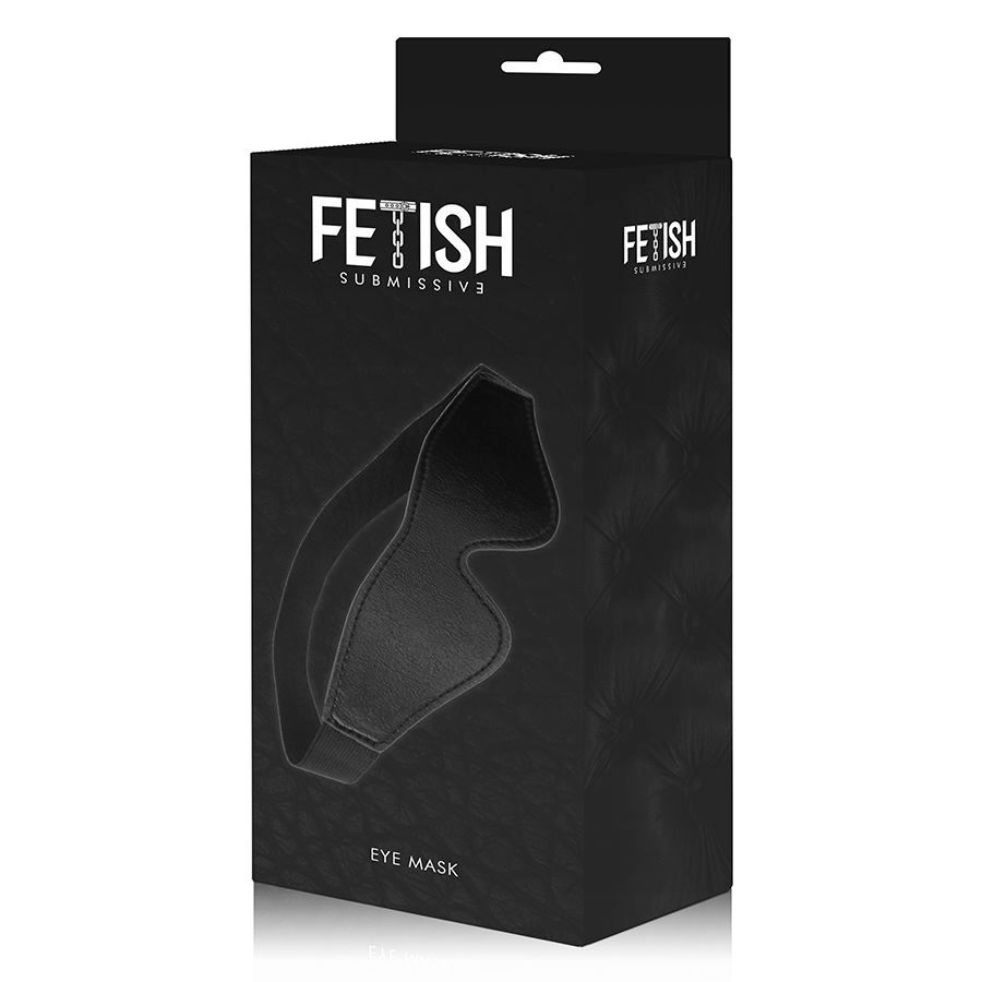 Schwarze Verpackung mit Markenlogo und Produktbezeichnung 'EYE MASK'. Enthält eine Augenmaske. Schwarzer Hintergrund.