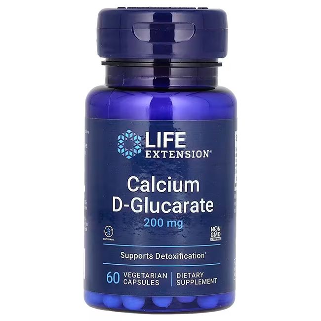 Flasche Life Extension Calcium D-Glucarat 200 mg, 60 vegetarische Kapseln.