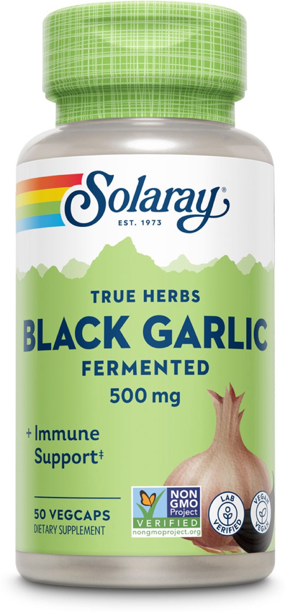 Solaray Schwarzer Knoblauch fermentiert 500 mg Kapseln, 50 Stück.