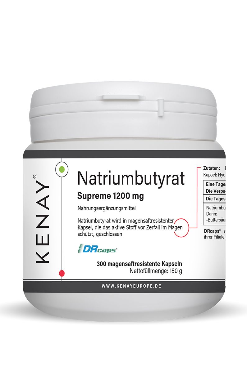 Natriumbutyrat SUPREME 1200 mg | 300 Kapseln magenresistent | Nahrungsergänzungsmittel | KENAY®