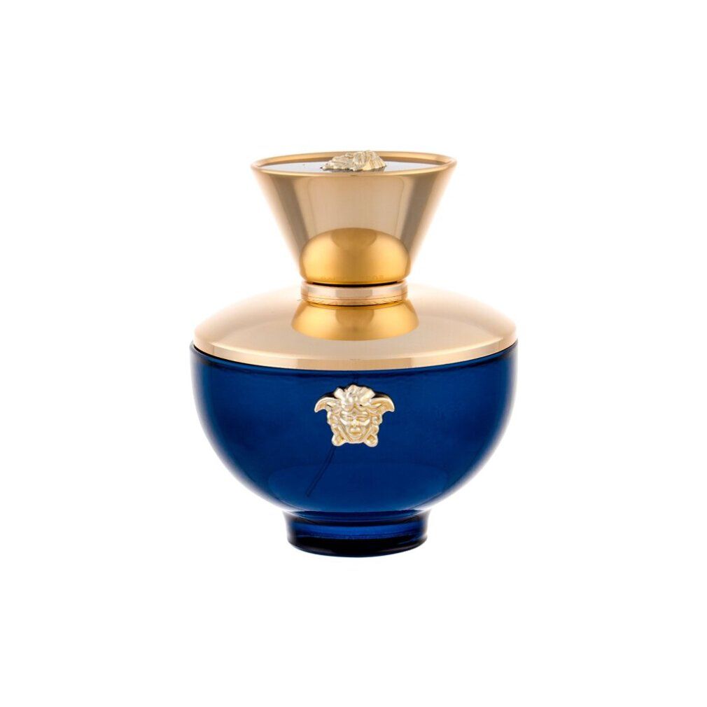 Versace Dylan Blue Eau de Parfum Flakon in Blau und Gold.