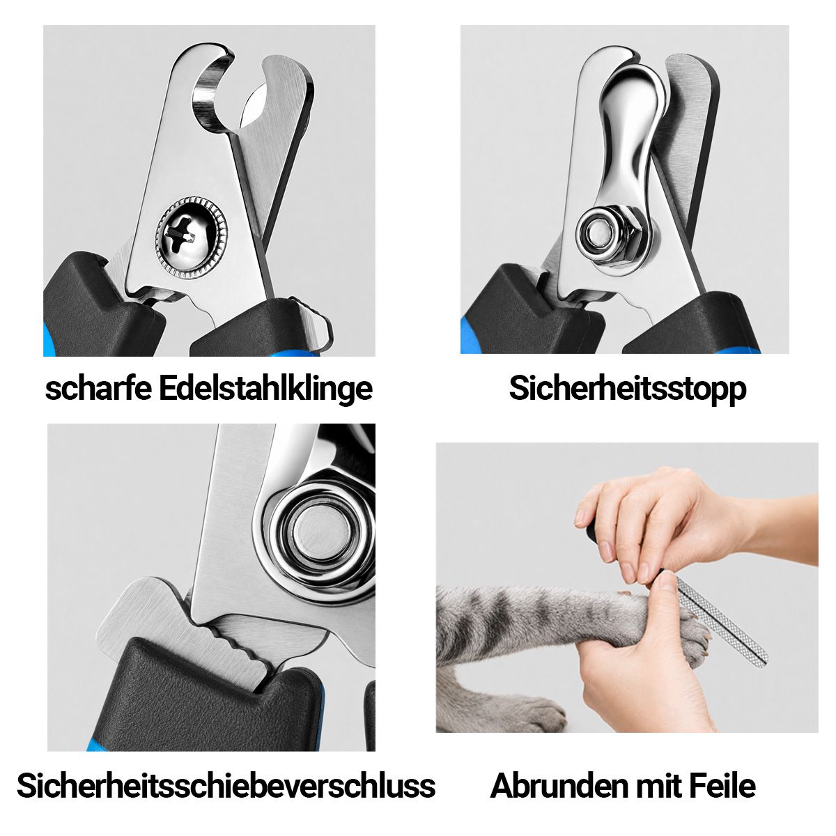 PetFox Krallenschere Krallenzange mit Feile für Hunde, Katzen und Kleintiere